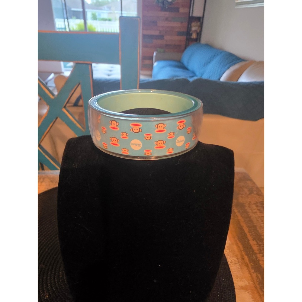 Paul Frank Julius the Monkey Blue Acrylic Bangle Bracelet Y2K Kids Accessory